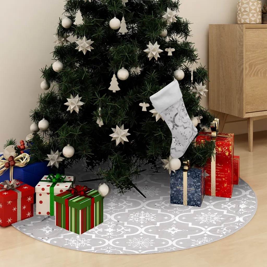 Gonna Albero Natale Raffinata con Calza Bianca Tessuto 90 cm CFW2733531