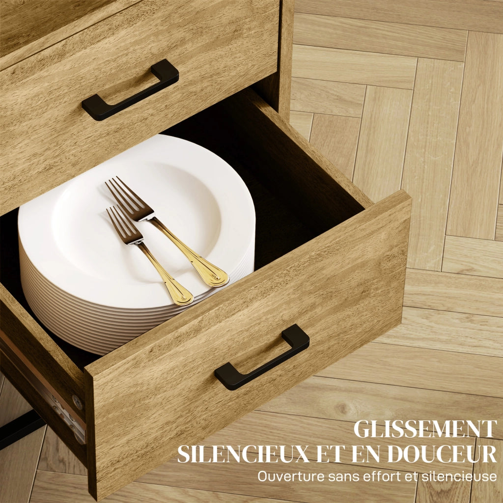 Buffet con 2 cassetti e ripiano regolabile ¨C zephmum ¨C 80x40x78 cm naturale