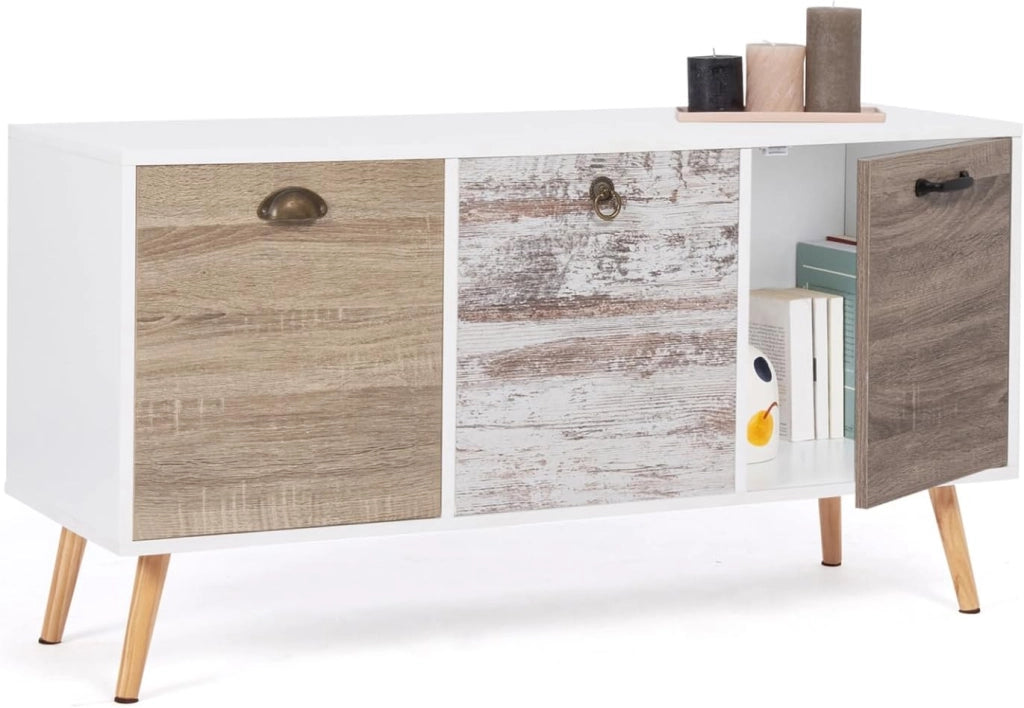 BAHIA 113 cm Credenza bassa scandinava a 3 ante