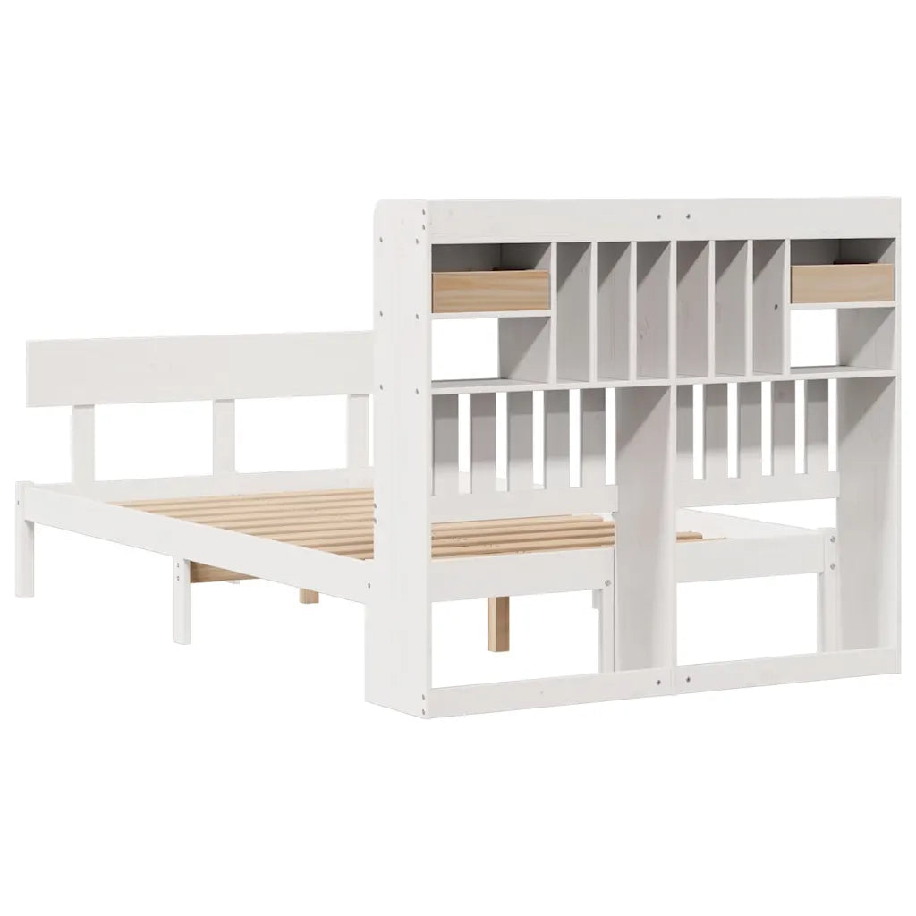 Letto Libreria senza Materasso Bianco 135x190 cm Legno di Pino 3321825