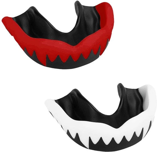 Tandbescherming per 2 pezzi - Protezione per Denti per Adulti/Bambini - Scatola Portatile - EVA - Nero/Rosso/Nero/Bianco - 4,7 x 5,8 x 1,9 cm