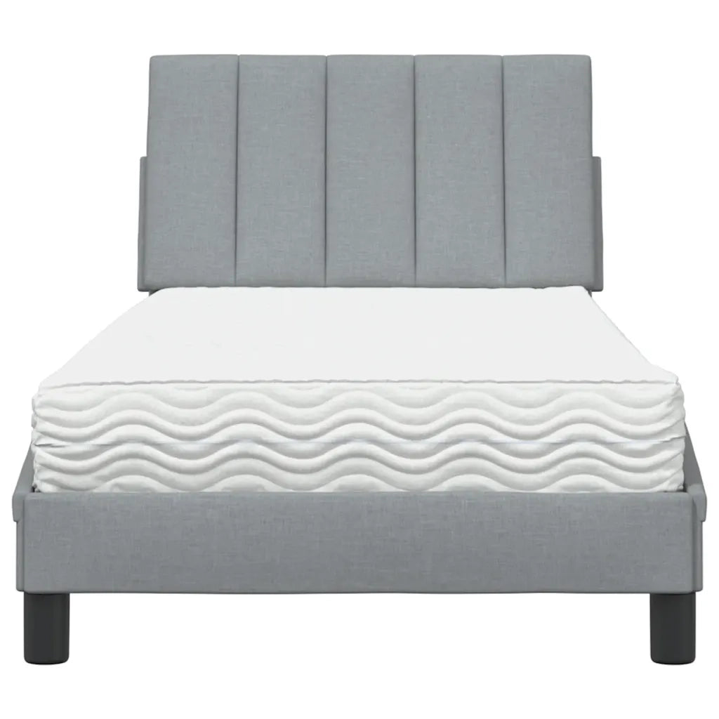 Letto con Materasso Grigio Chiaro 90x190 cm in Tessuto