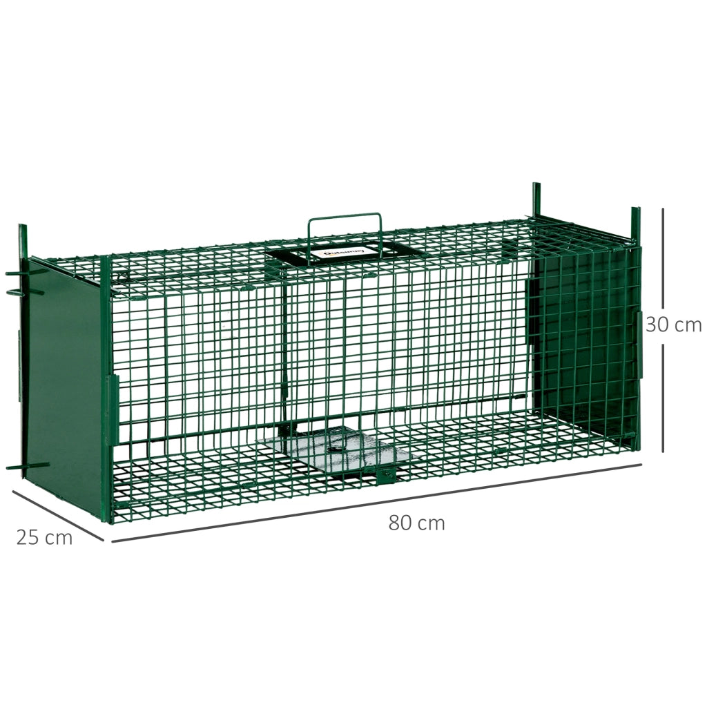 Gabbia Trappola per Animali Vivi ¨C zephmum ¨C Verde Scuro 80x25x30cm