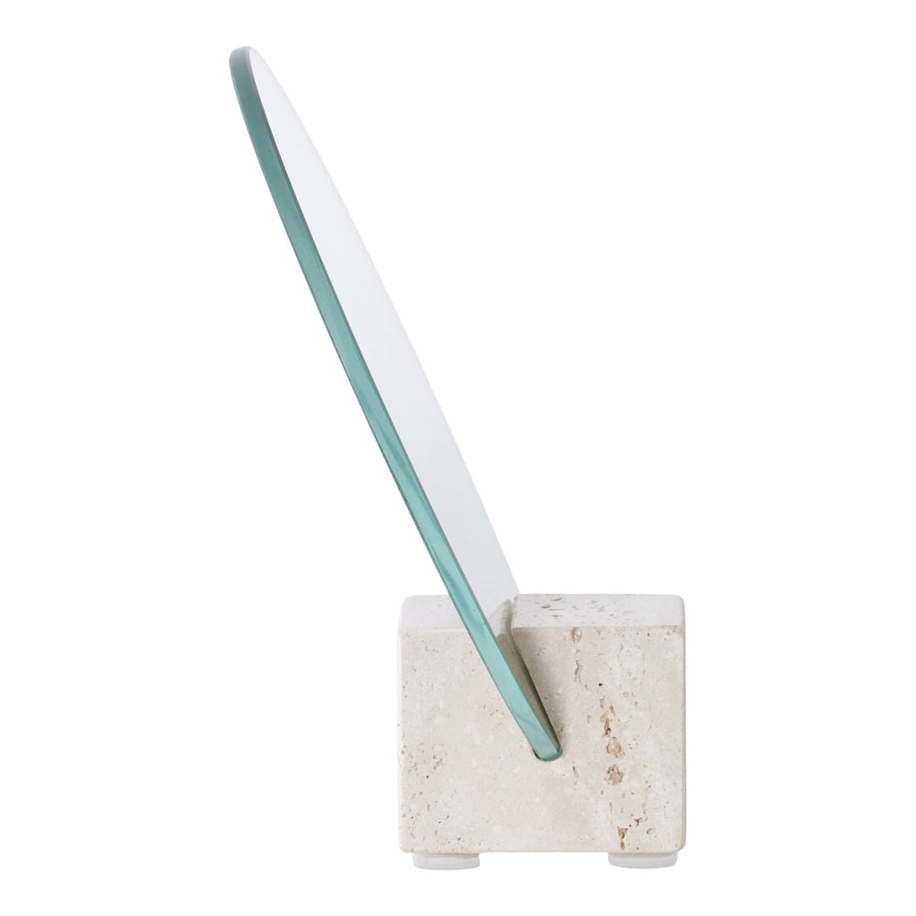 Specchio da Tavolo Lucia, Beige, Vetro, 6,5x18x18 cm