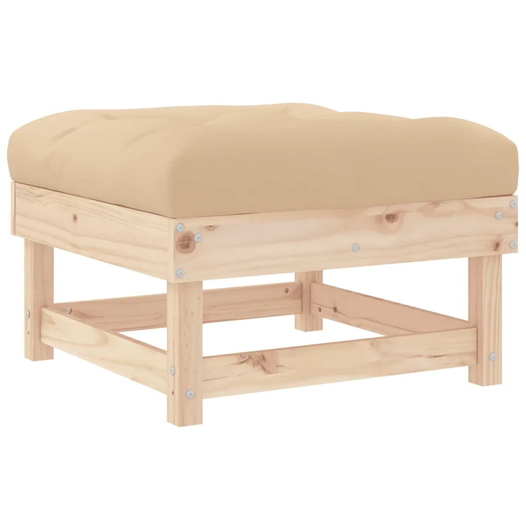 Poggiapiedi da Giardino con Cuscini 2 pz Legno Massello di Pino 825464
