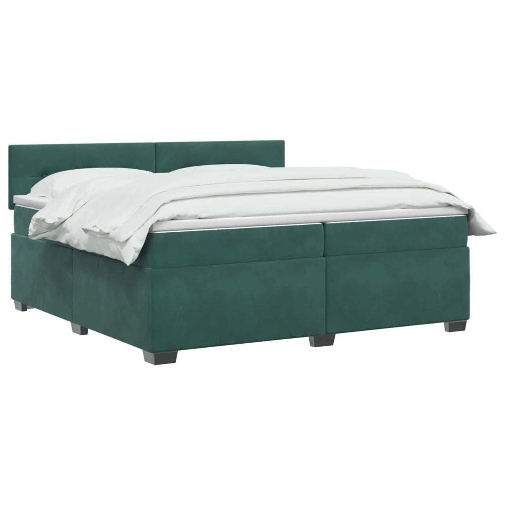 Letto con Box Spring, Materasso e LED Verde Scuro 200 x 200 cm 3452249