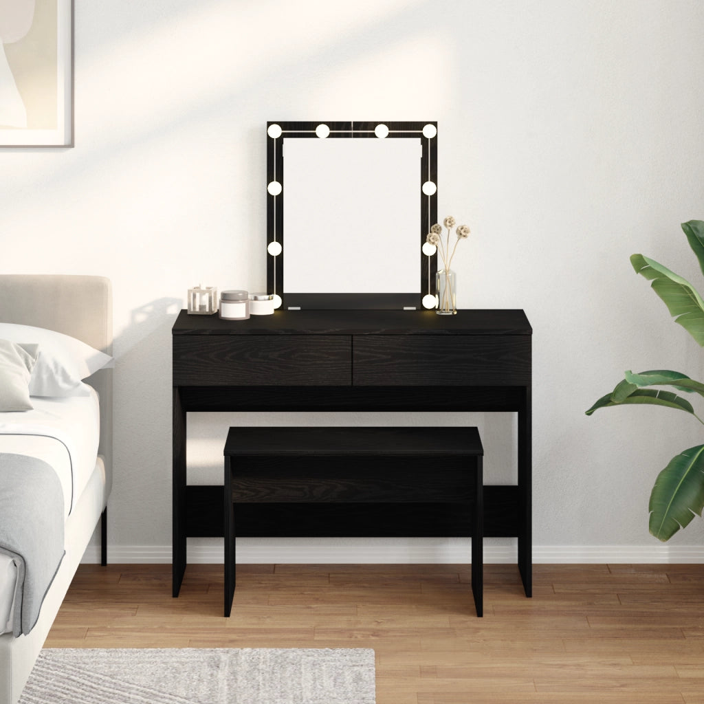 Sgabello da Toeletta Rovere Nero 70x35x45 cm Legno Ingegnerizzato