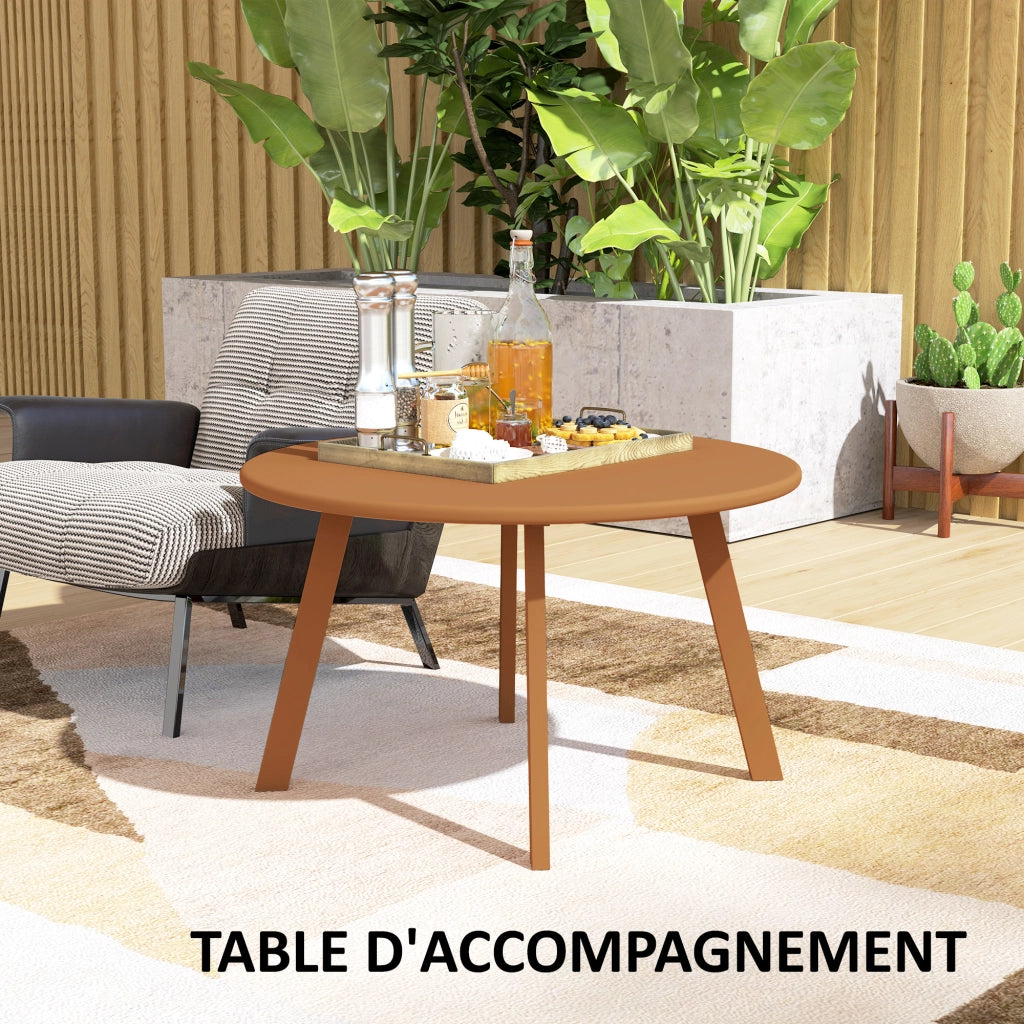 Tavolino rotondo da giardino ¨C Zephmum ¨C arancione, metallo, ?70x42 cm