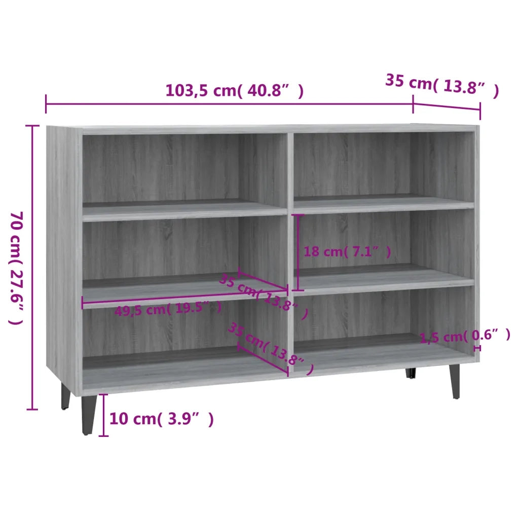 Credenza-Buffet-Armadio da cucina Grigio Sonoma 103,5x35x70 cm in Truciolato