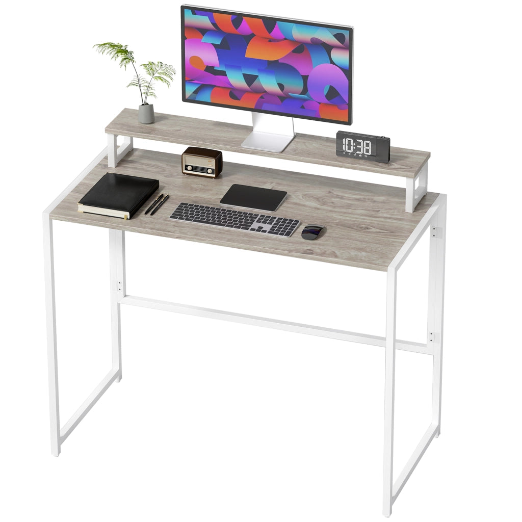 Scrivania Pieghevole con Supporto Monitor ¨C Minimal ¨C Legno Naturale 100x48x87.5 cm