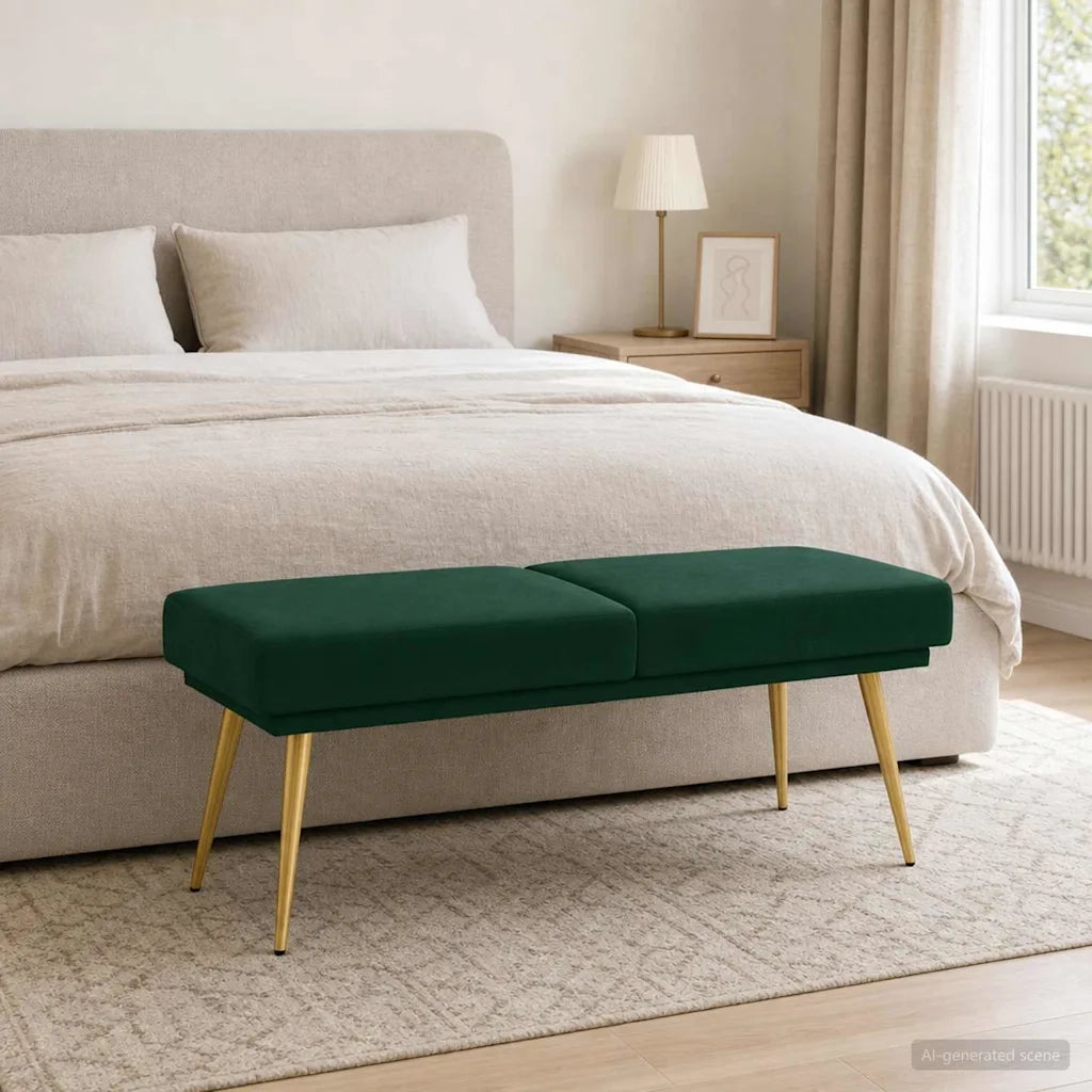 Panchina a doppio strato Verde Scuro 120 x 45 x 46 cm Velluto 42038587