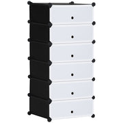 Scarpiera Modulare Salvaspazio 49x36.5x108 cm con 6 Scatole in Plastica PP e Acciaio Nero e Trasparente