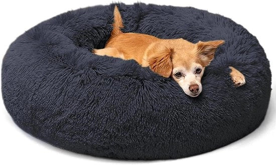 Letto a forma di donut per animali da 70 cm in blu navy lavabile con fondo antiscivolo