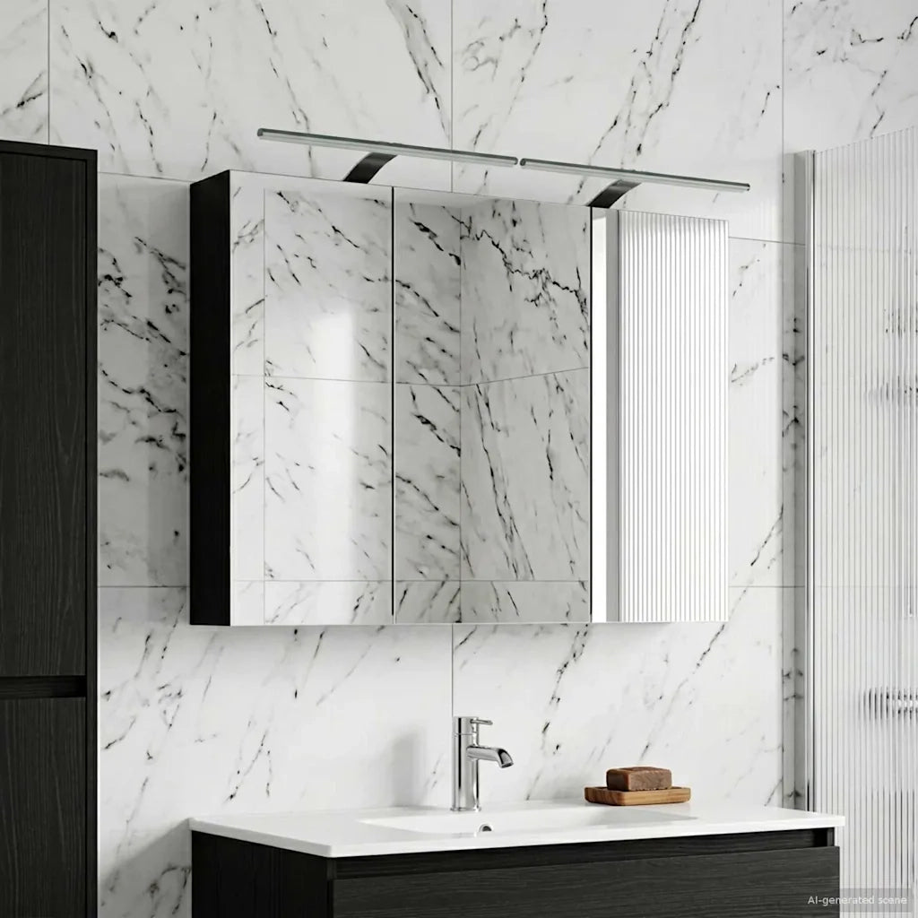 Mobiletto per specchio da bagno Rovere Nero 100 x 14,5 x 70 cm