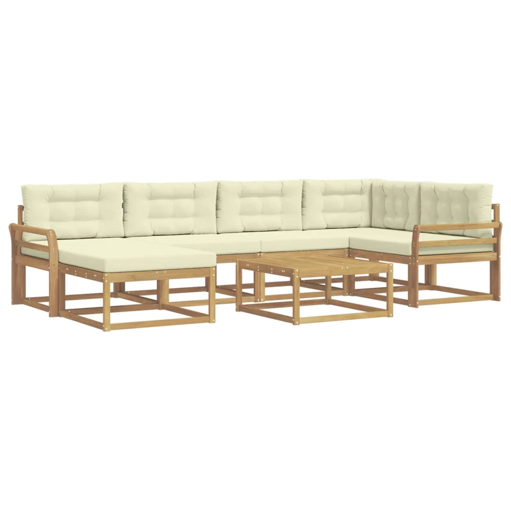 Set di divani da esterno 7 pz Bianco e Crema 3386724