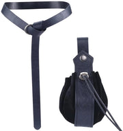 Set di accessori per cosplay - Riemtas vichingo medievale - Nero retro pelle artistica - Corda da portafoglio - Adatto per Halloween - Set a 2 pezzi