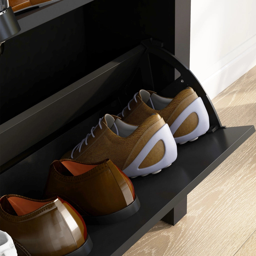 Armadio per Scarpe 2 Ante ¨C zephmum ¨C Nero Quercia 79x23x90.5 cm