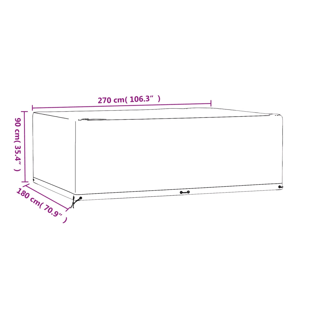 Copri Mobili Giardino 2pz 12Occhielli 270x180x90cm Rettangolare