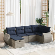 Set Divano da Giardino 6 pz con Cuscini Grigio in Polyrattan