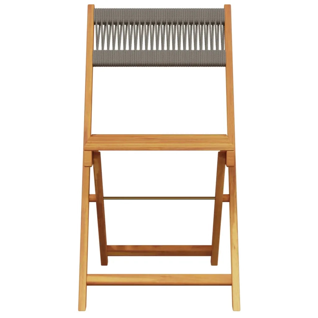 Sedie Bistrò 2pz Grigie in Legno Massello di Acacia e Corda 367679