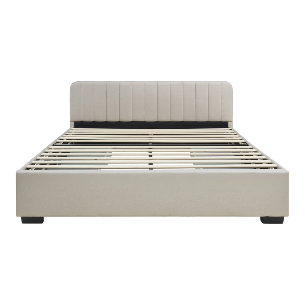 Letto Matrimoniale Nofrenna con Materasso 160x200 cm 4 Cassetti e Testiera - Beige [en.casa]