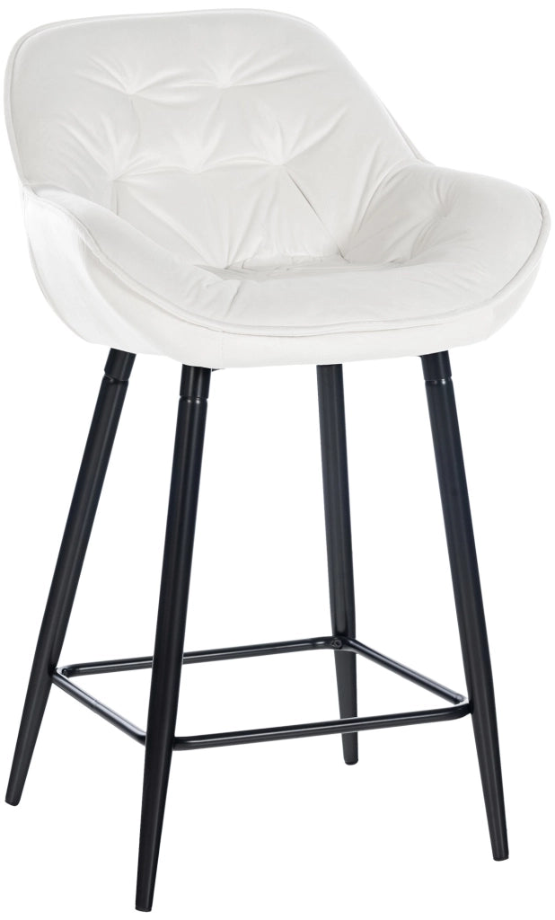 Sgabello da bar Gibson in velluto altezza seduta 76 cm bianco crema