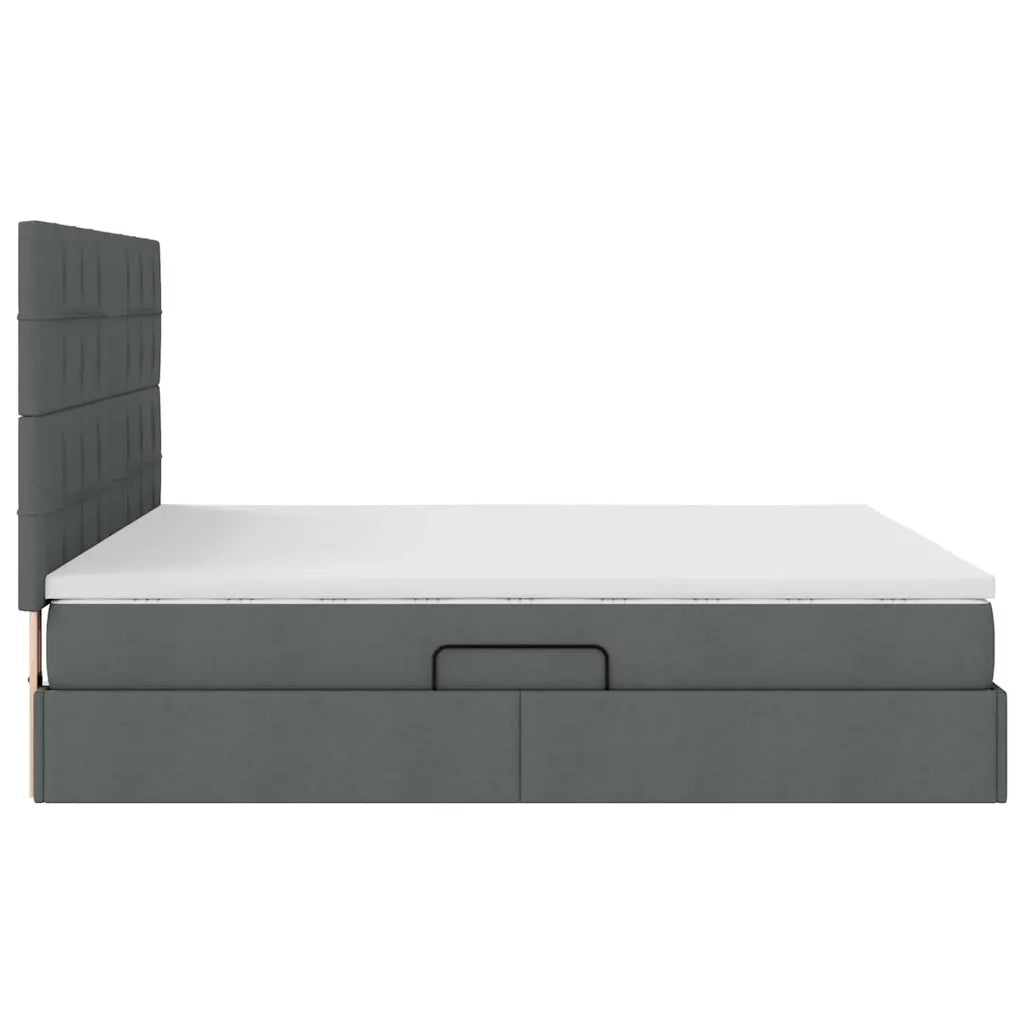 Letto con contenitore e materasso Grigio scuro 160 x 200 cm