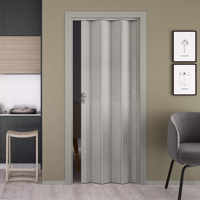 Porta a Soffietto da Interno 83x214 cm in PVC Caroline Tessuto Grigio