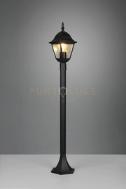 LIVENZA PALO DA ESTERNO 4 LATI FUSIONE DI ALLUMINIO NERA E VETRO TRASPARENTE H. 100CM IP44 1 LUCE ATTACCO E27