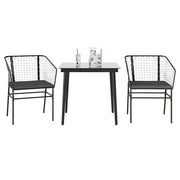Set da Pranzo da Giardino 3 pz con Cuscini Polyrattan Vetro