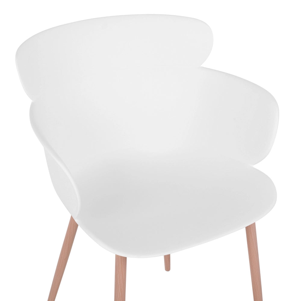 Set di 2 sedie da pranzo bianche in materiale sintetico gambe in metallo schienale ergonomico moderno soggiorno