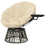Poltrona a dondolo in rattan girevole 360' con cuscino rotondo ¨C zephmum ¨C beige diam. 90 cm