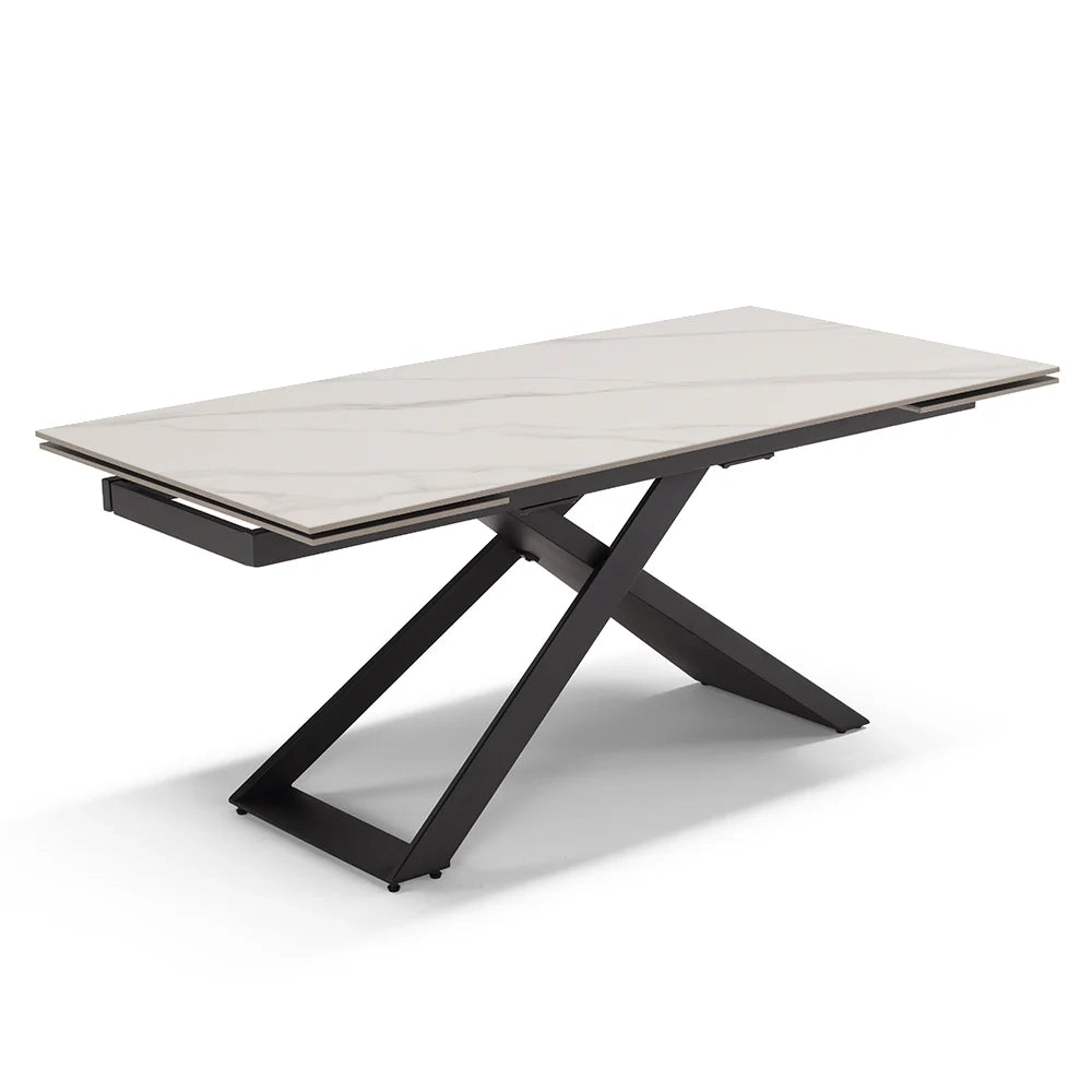 Tavolo allungabile da pranzo Marmo 180x90 HIDRA fino a 260 CM per sala da pranzo, cucina e soggiorno, design moderno con top in grès ceramico