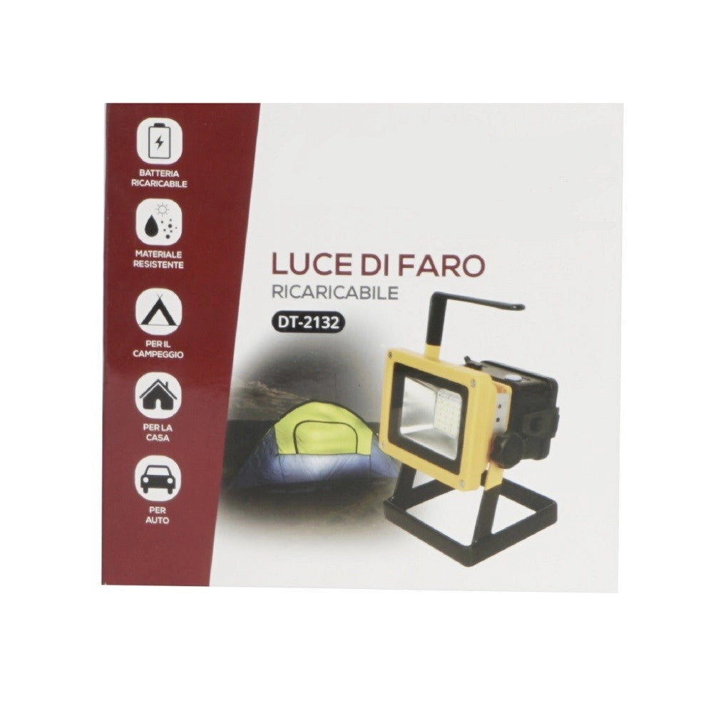 Trade Shop - Faro Led Da Lavoro Portatile Ricaricabile Smd 2835 Luce Bianco Freddo Dt-2132 -