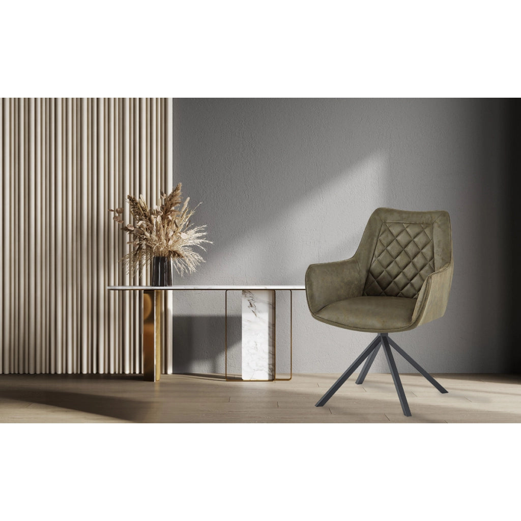 Poltroncina girevole Aeron in ecopelle verde con schienale trapuntato