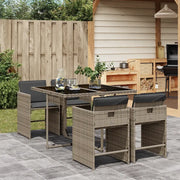 Set da Pranzo da Giardino 5 pz con Cuscini in Polyrattan Grigio 3211076