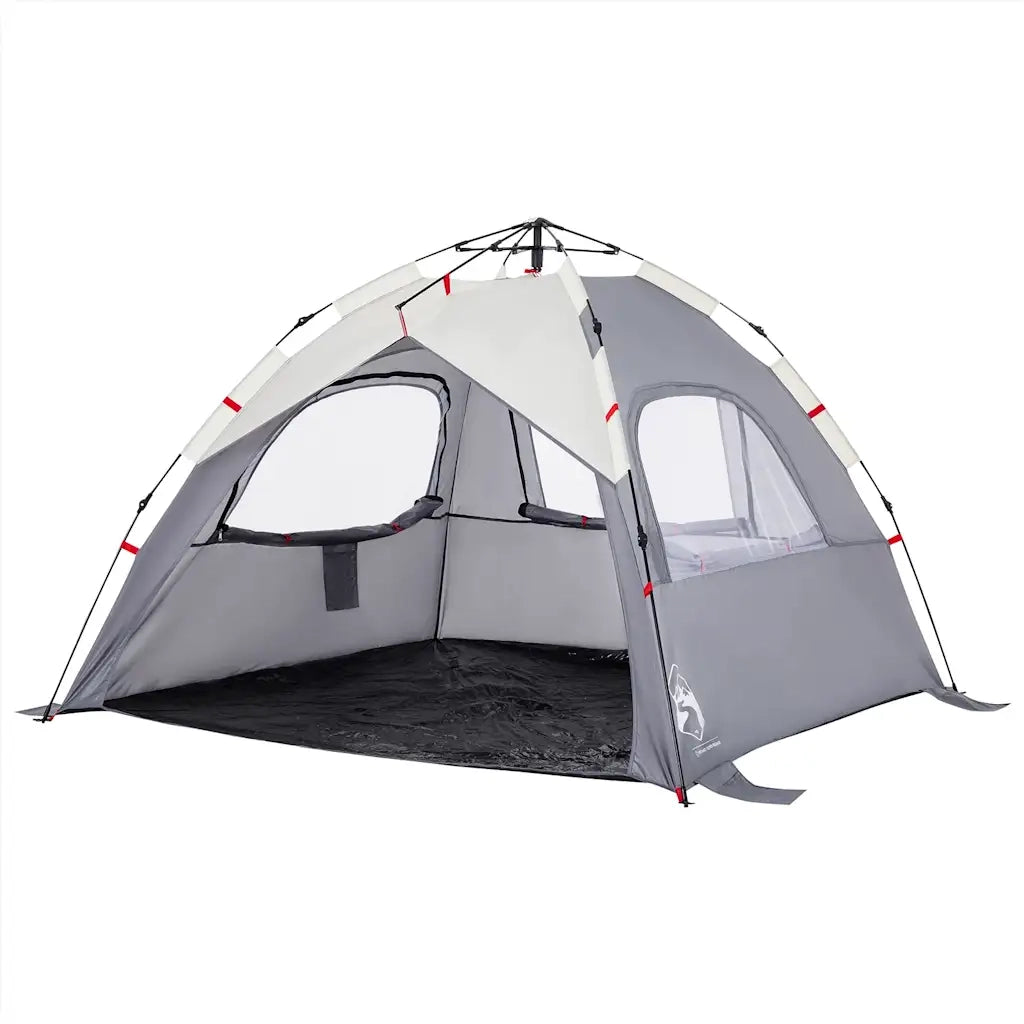 Tenda da Spiaggia 3 Persone-Tenda da campeggio Grigio Rilascio Rapido Impermeabile 713644