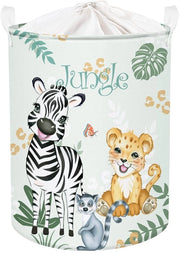 Cubo di stoccaggio per bambini con disegno di giungla, contenitore acqua resistente per giocattoli e abiti per la camera dei bambini (36 * 45 cm, zebra e leopardo)