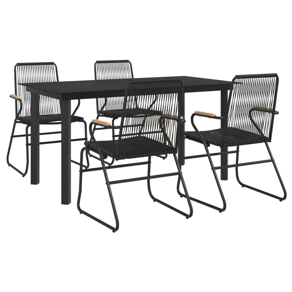 Set da Pranzo da Giardino 5 pz Nero in Rattan PVC 3060275