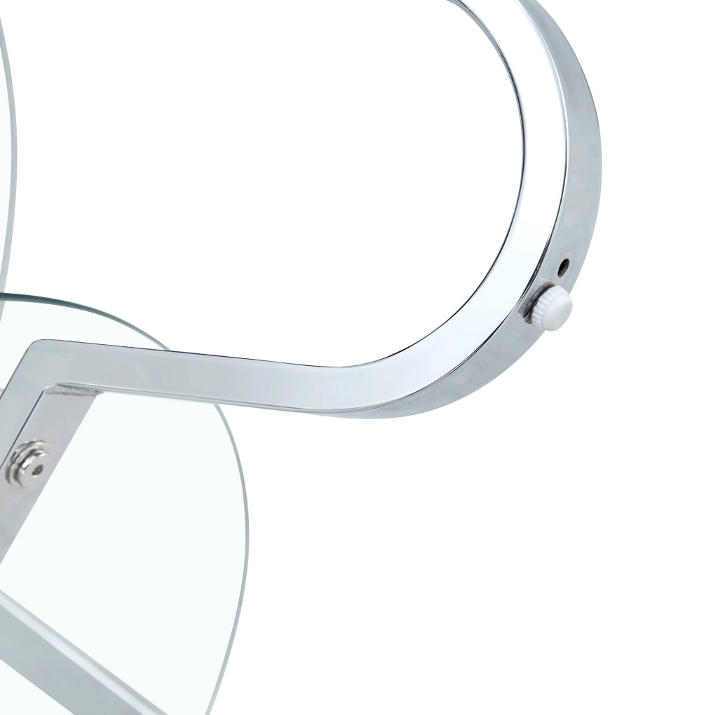 Tavolino da caffè 90.5x89.0x10.5 cm rotondo a 2 livelli in metallo argento