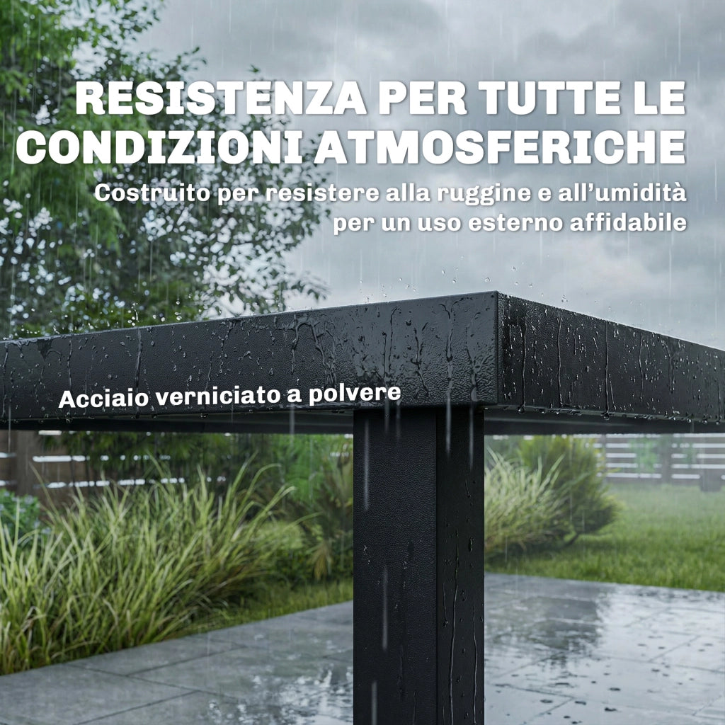 Set da giardino con tavolo allungabile e sedie impilabili ¨C zephmum ¨C grigio
