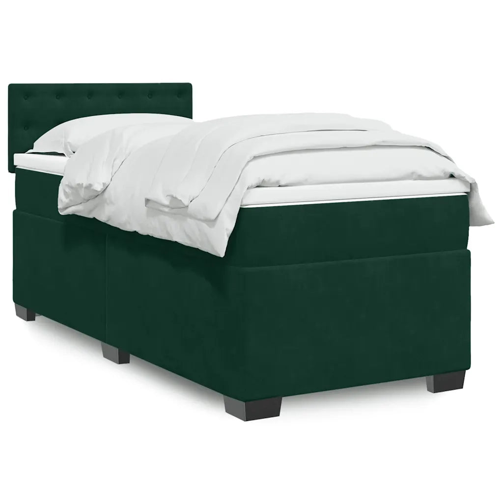 Giroletto a Molle con Materasso Verde Scuro 90x200 cm Velluto