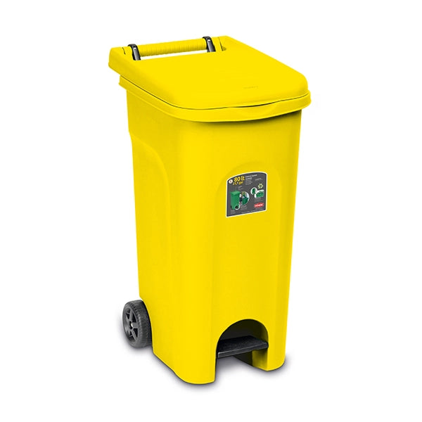 BIDONE URBAN ECO SYSTEM CON PEDALE LT.80- - cm.51x40x79,5h. - giallo - 1 pezzi STEFANPLAST