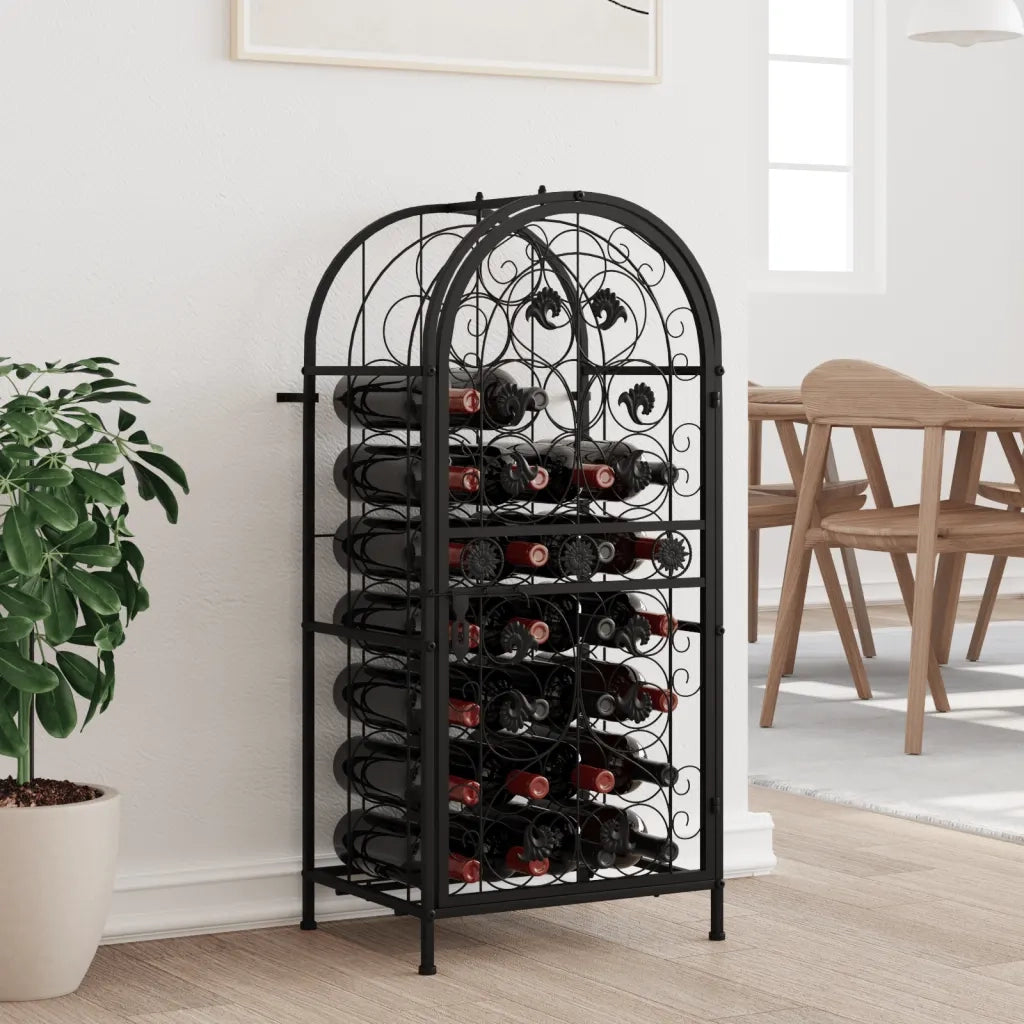Portavini da 33 Bottiglie Nero 45x36x100cm in Ferro Battuto 358369