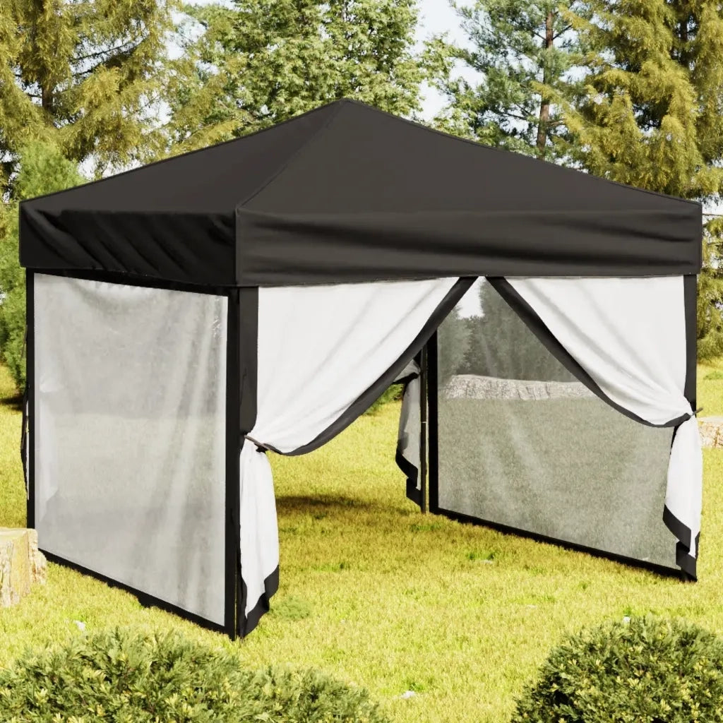 Tenda per Feste Pieghevole con Pareti Laterali-Tenda Gazebo Nero 3x3 m 861563