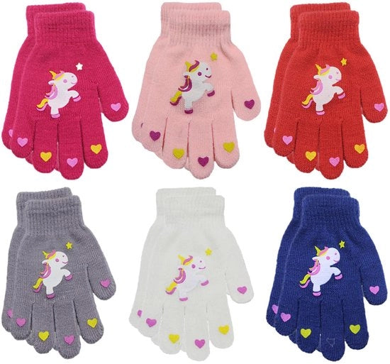 Manopole per bambini 6 paia - Guanti in lana per inverno - Caldi e comodi - Adatti per ragazzi/ragazze - Misura 15 x 10 cm - Disponibili in più colori - Guanti