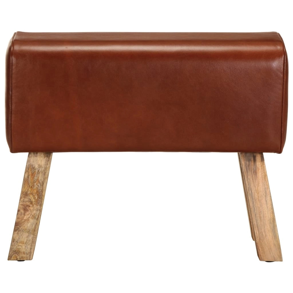 Panca da Palestra 58 cm Vera Pelle Marrone e Massello di Mangocod mxl 70531