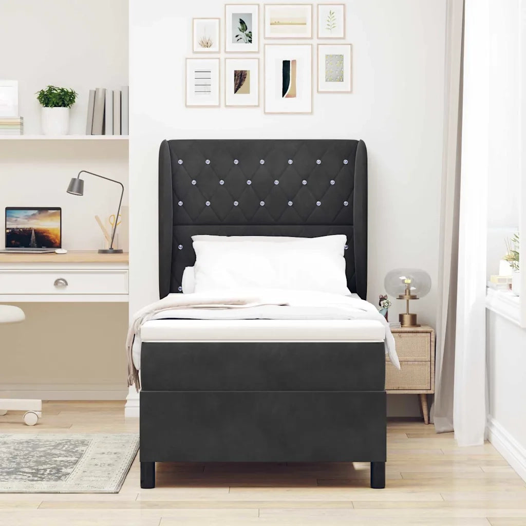Letto a molle con materasso Nero 200 x 100 cm Poliestere 3340864