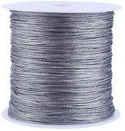 Corda Macrame 100M x 0,8mm - Corda Nylon - Filo Rattail - String Shamballa - Grigio - Panno Rotondo - Filo a Nodi