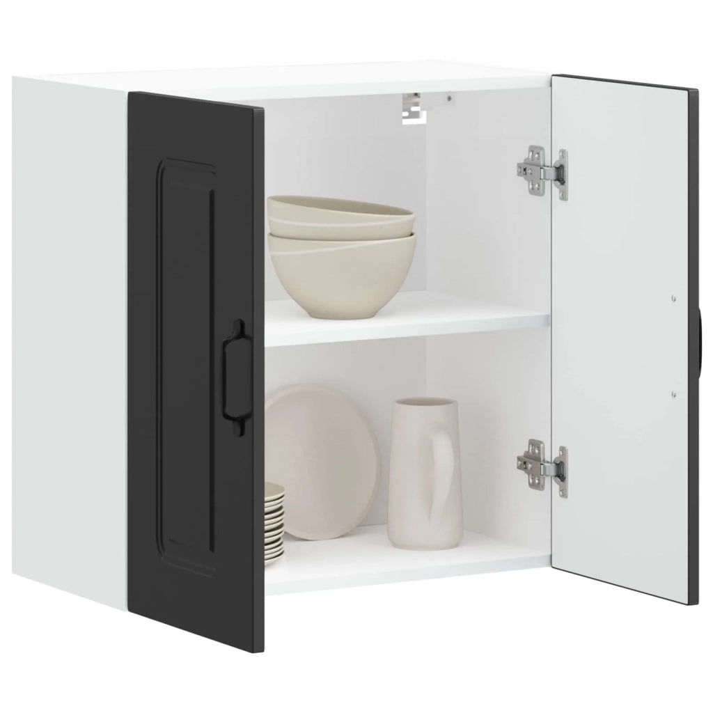 Armoire murale de cuisine Kalmar noir bois d'ingénierie